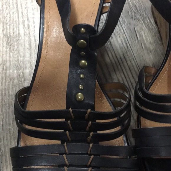 Fun Clark Wedges! - Black Leather, Cork, Size 11M - Picture 6 of 7